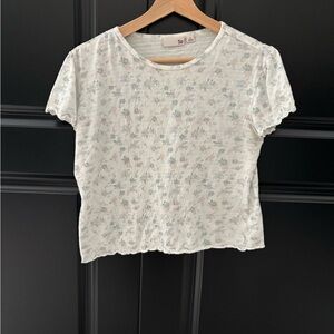SO White Tee with Subtle Floral Design